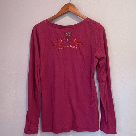 Johnny Was JW Los Angeles Embroidered Pink Floral LOVE Shirt - Picture 6 of 17